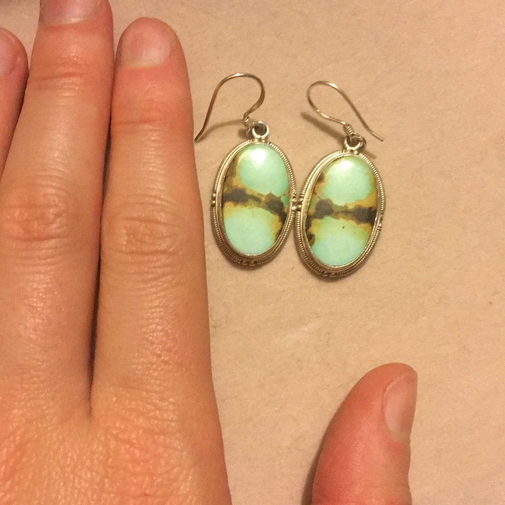 🌙 Divine Sterling Silver Turquoise Drop Earrings✨